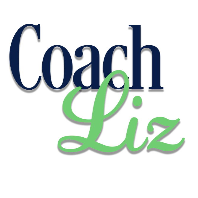 Coach Liz logo, blue and green text.